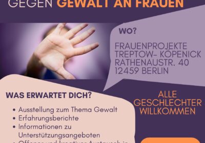 #stoppgewalt! 30.11.2023 Veranstaltung der Frauenprojekte Treptow-Köpenick