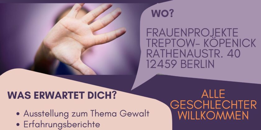 #stoppgewalt! 30.11.2023 Veranstaltung der Frauenprojekte Treptow-Köpenick