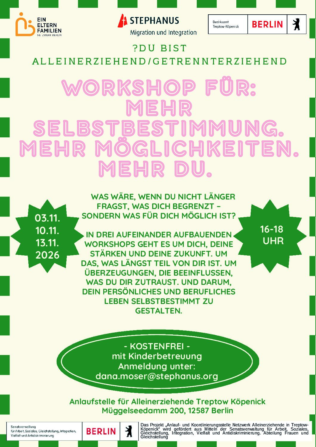 3 Workshops zum Thema Selbstbestimmung